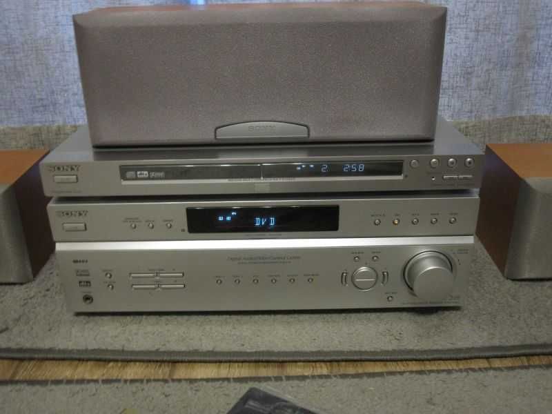 Zastaw SONY - Amplituner, DVD/CD, Kolumny, piloty - komplet - okazja !