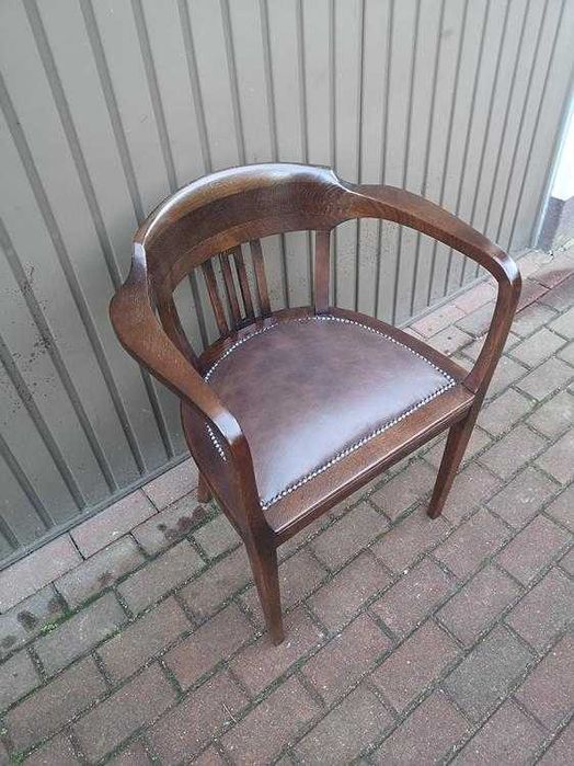 Stary Fotel Krzesło Dębowy Gabinetowy Secesja Antyk Po Renowacji.