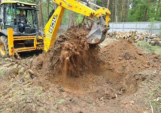 Корчування саду, поля екскаватором JCB повноповоротним/4CX