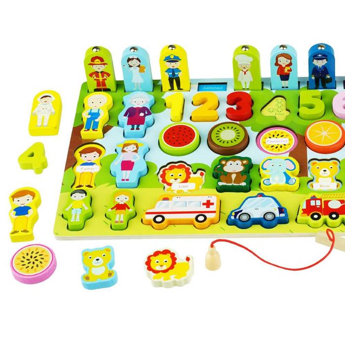 Drewniana logarytmiczna tablica Montessori 7w1
