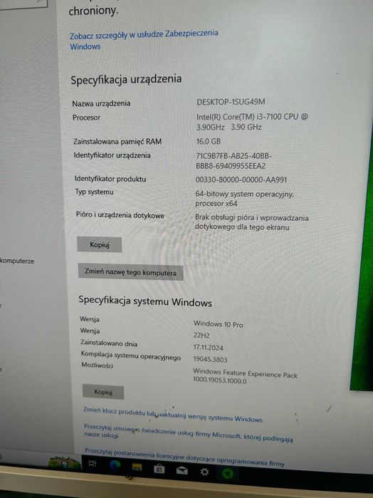 PC i3-7100 16GB RAM GT1030 SSD 256GB m.2 / 500GB HDD  OKAZJA!