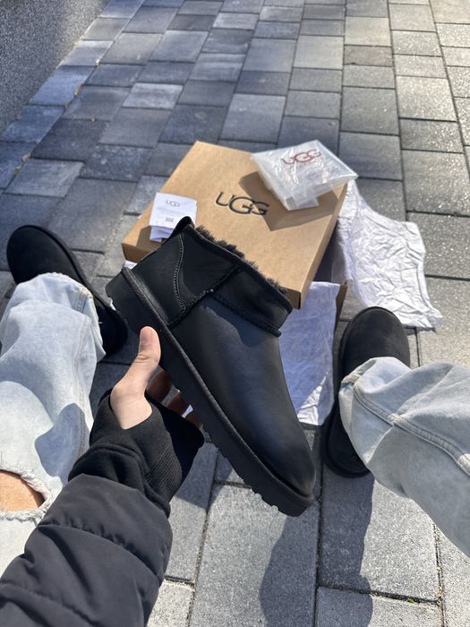 Уггі Ugg Ultra Mini Black Leather Угг 36-45 Унісекс