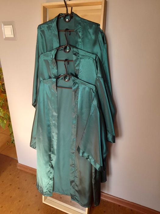 Szlafrok - Komplet 2 szt. - ciemna / butelkowa zieleń - rozm. S i L