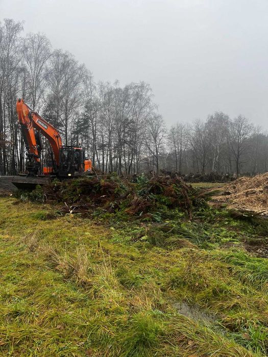 wywóz korzeni karpiny gałęzi drzew biomasa recykling