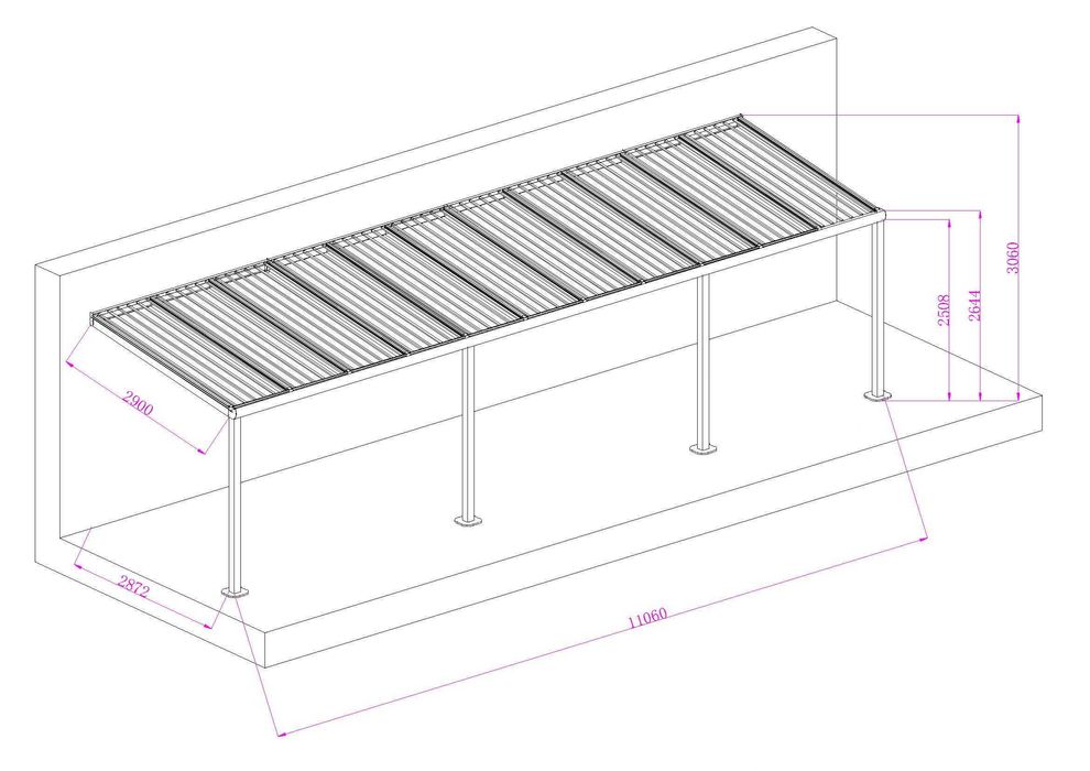 Zadaszenie aluminiowe PRO z dachem poliwęglanowym 300x1106 m