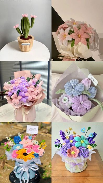 Букети квіти ручної роботи з синельного дроту