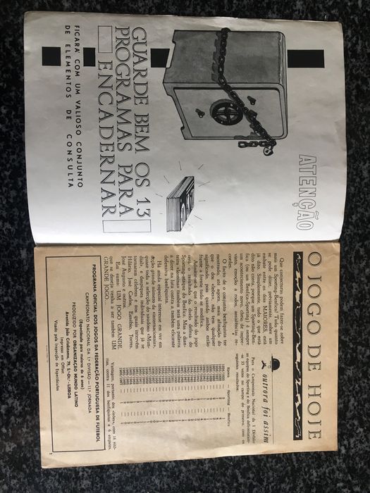 Futebol - Programa de Jogo - Época 1967/1968 - Sporting vs Benfica