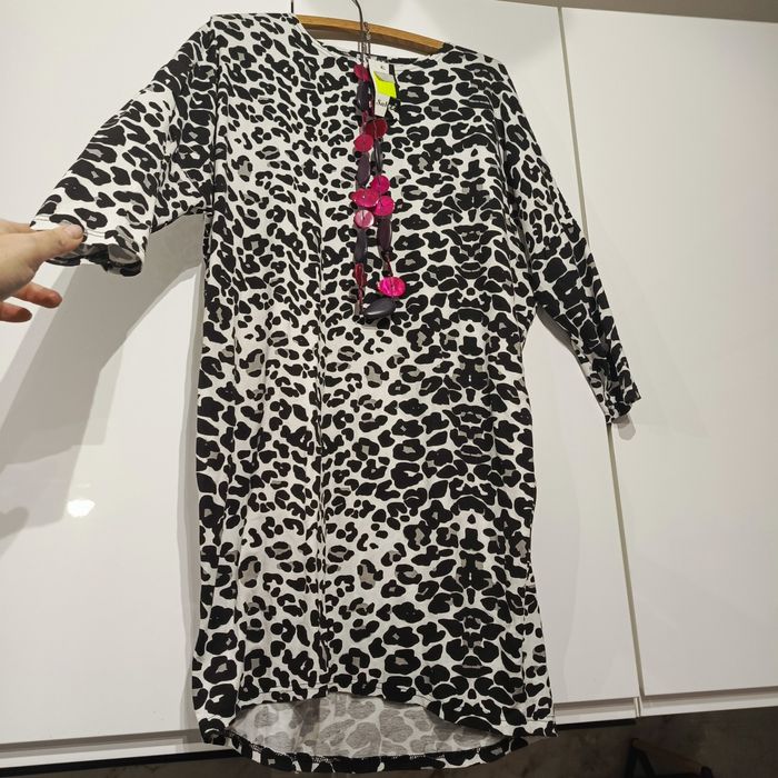 Nowa z metka Sukienka tunika w panterkę 44 Polska produkcja