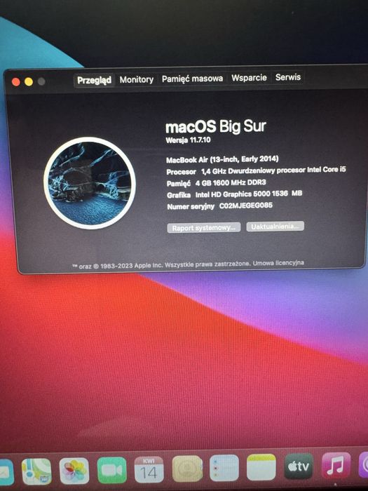 MacBook Air 2014 + podstawka chłodząca