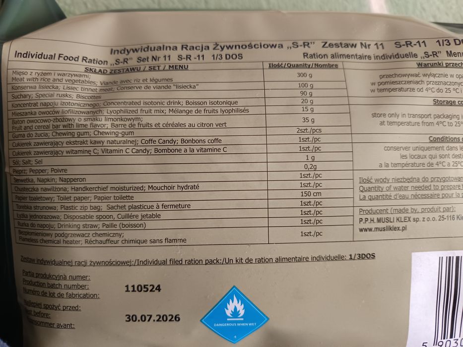 Racje żywnościowe 6 sztuk