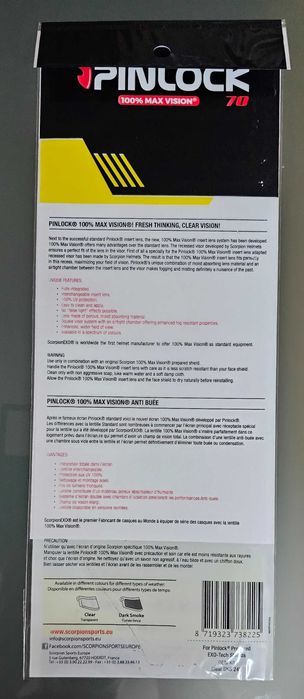 Pinlock capacetes Scorpion Exo