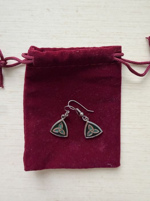 Сережки Celtic Sea Gems Enamel Celtic Trinity Knot blue/turquoise емальовані синьо-зелені