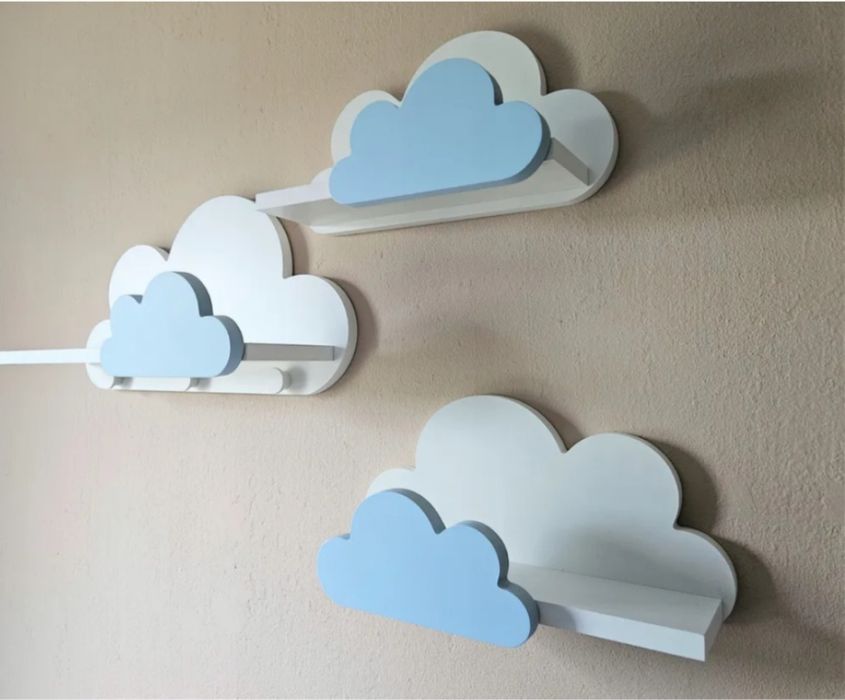 Zestaw 3 półek drewnianych