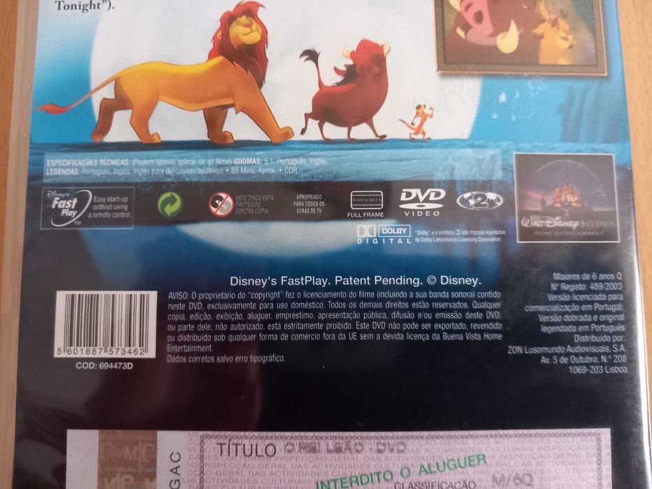 Dvd REI LEÃO  Filme Dobrado em Português Original DISNEY 1º Filme
