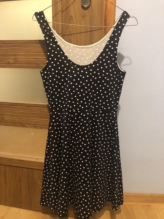 Sukienka granatowa damska w kropki groszki r.36 S H&M