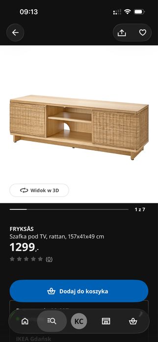 Ikea szafka RYV drewno ratan FRYKSAS