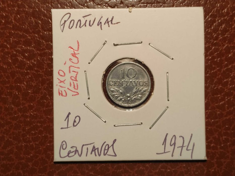A561 moeda de 10 centavos de 1974 Eixo Vertical - Portugal