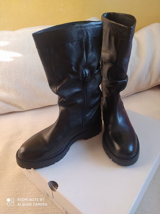 41 27 cm Geox nowe buty skórzane kozaki na zimę czarne