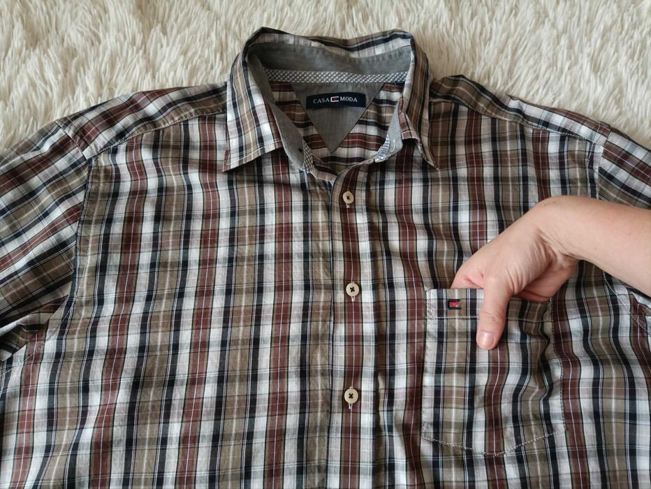 Koszula męska w kratę Casa Moda, XL, bawełna 100%, z kołnierzem, długi rękaw