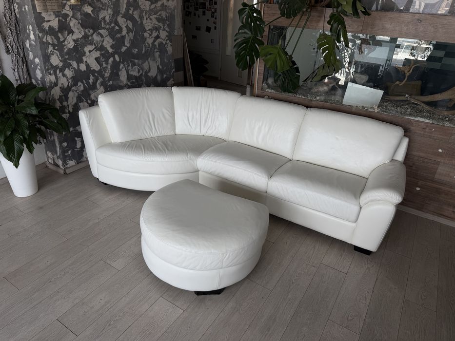 Шкіряний  диван + пуф,разом як кутовий.Італія.Стан ідеальний.