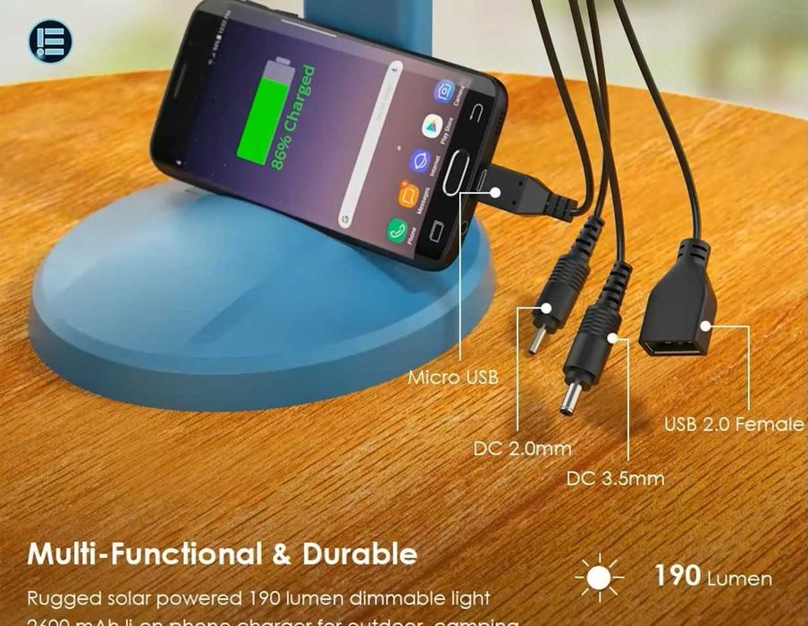 Настольная лампа солнечная панель 2,4 Вт зарядка для телефона фонарь