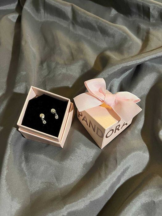 ОРИГІНАЛ! Сережки Pandora Infinite з діамантом 0.5 карат, біле золото