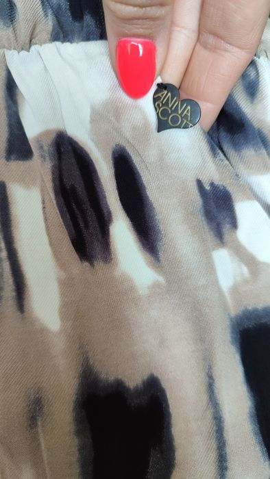 Anna Scott S Nowy kombinezon letni długi w panterkę z koralikami