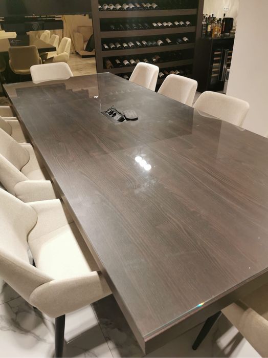 Mesa de Escritório (Madeira e tampo de Vidro)