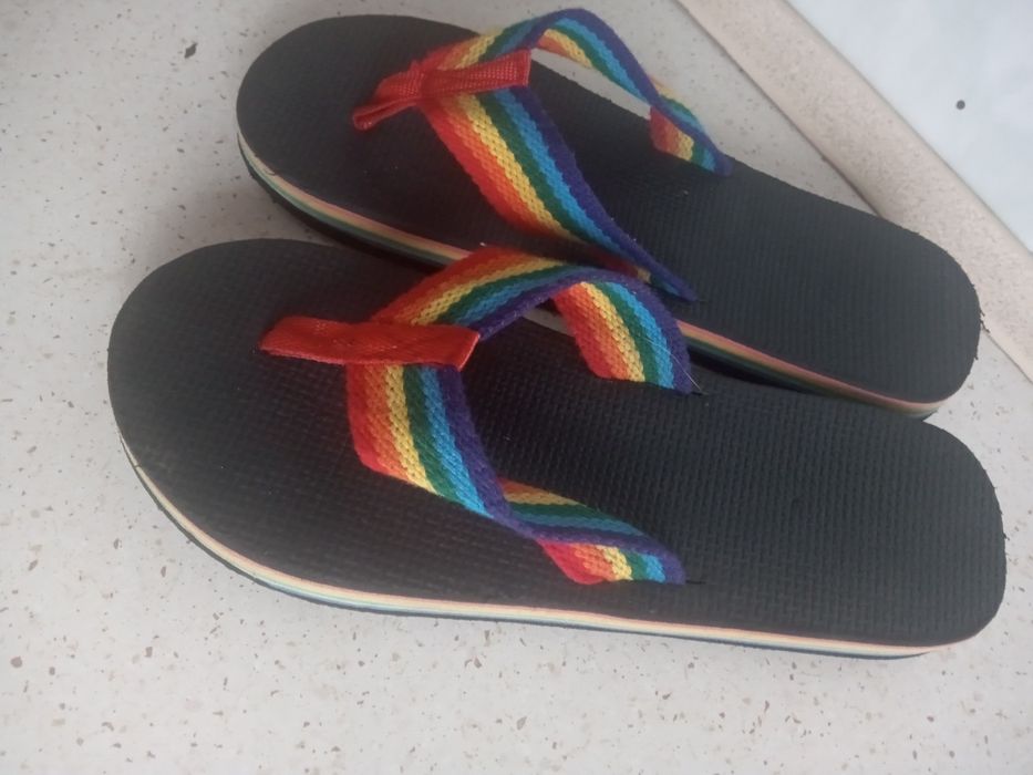 Retro vintage lata 70-80 klapki rimbow flip-flop