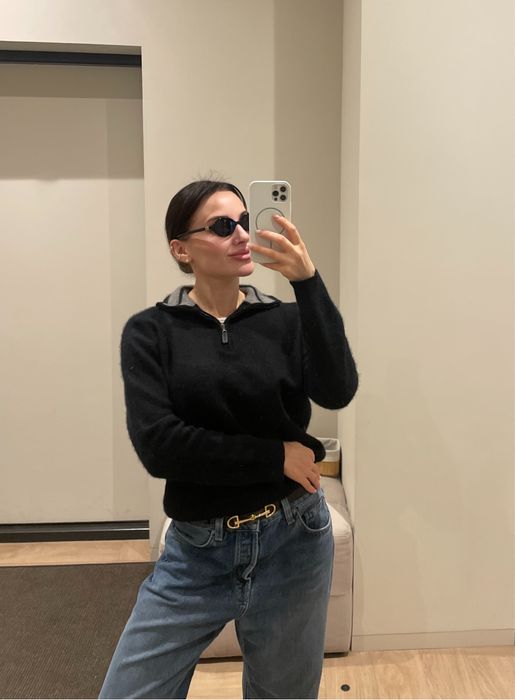 Кашемір вовна zip светр Onesize стиль cos