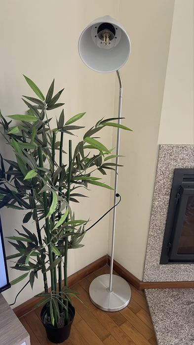 Candeeiro de pé + artigos de decoração: planta artificial, 3 molduras de vidro para quadros, 4 molduras para fotos.