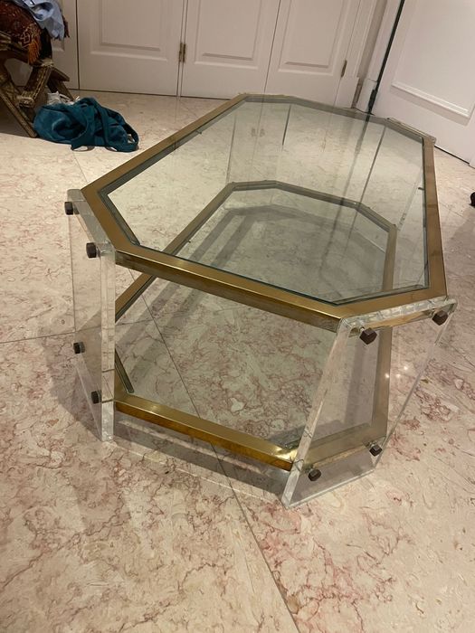 Mesa de centro de vidro vintage