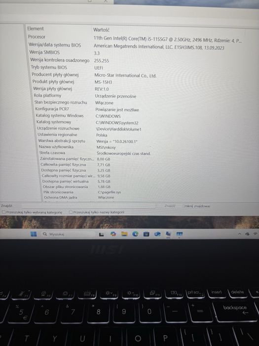 OKAZJA! Laptop MSI Modern 15 / i5-1155G7 / 8 GB / 512 SSD / WIN 11