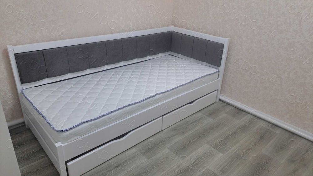 Ліжко 80х190 з матрацом м'яке в тканині, дитяче ліжко, кровать детская