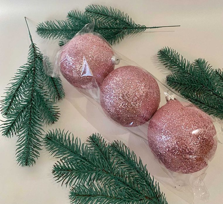 Кулька новорічна в глітері в ассортименті 3,5,6,8,10,15 см в діаметрі