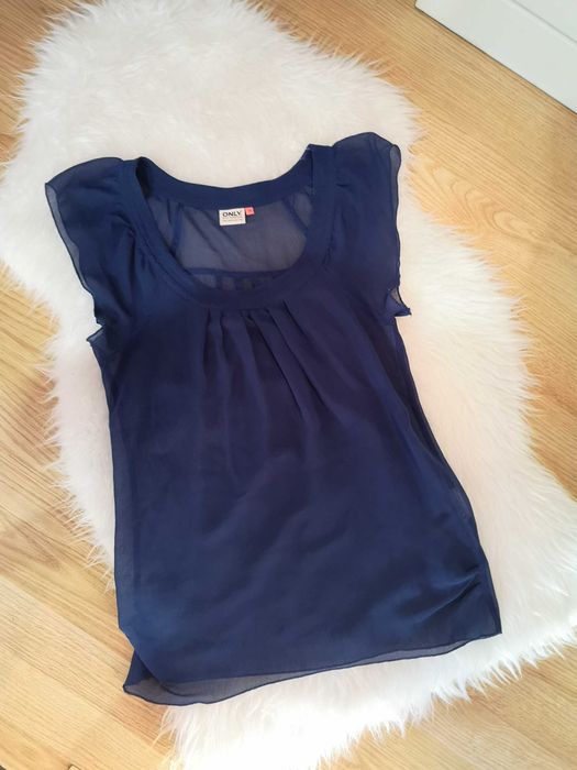ONLY granatowa bluzka zwiewna falbana lato 36/S