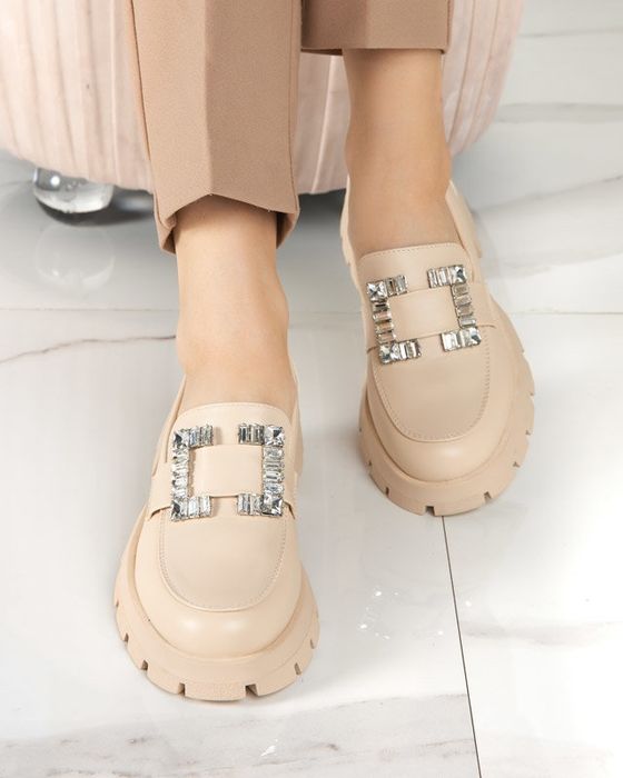 3 KOLORY 36 37 38 mokasyny 39 40 półbuty na grubej podeszwie z broszką