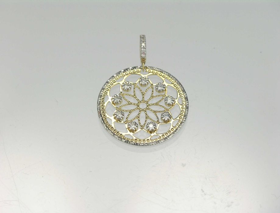 Złoty  diamentowany wisiorek z cyrkoniami pr 585