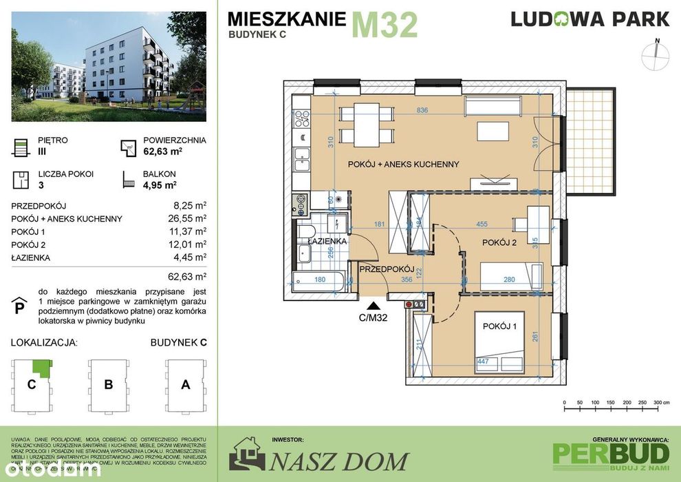 Ludowa Park | mieszkanie 3-pok. | C_M32