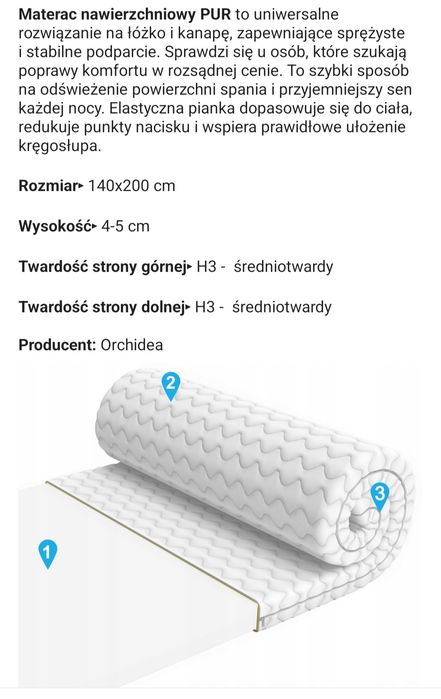 Materac nawierzchniowy 5 cm