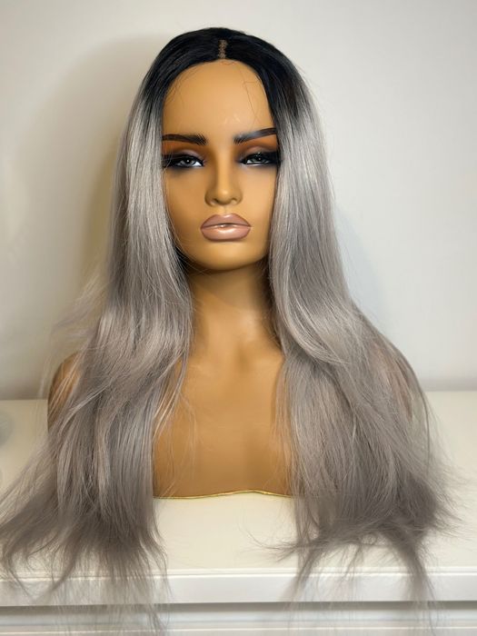 Peruka czarno-srebrne ombre