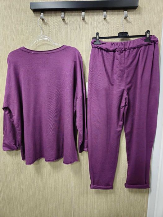 Komplet dresowy fiolet, śliwka Plus Size Italy bawełna !!!