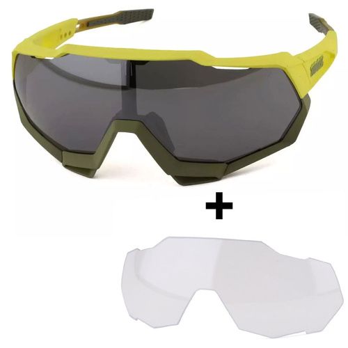 Okulary rowerowe 100% SpeedTrap soft tact banana black clear mirror