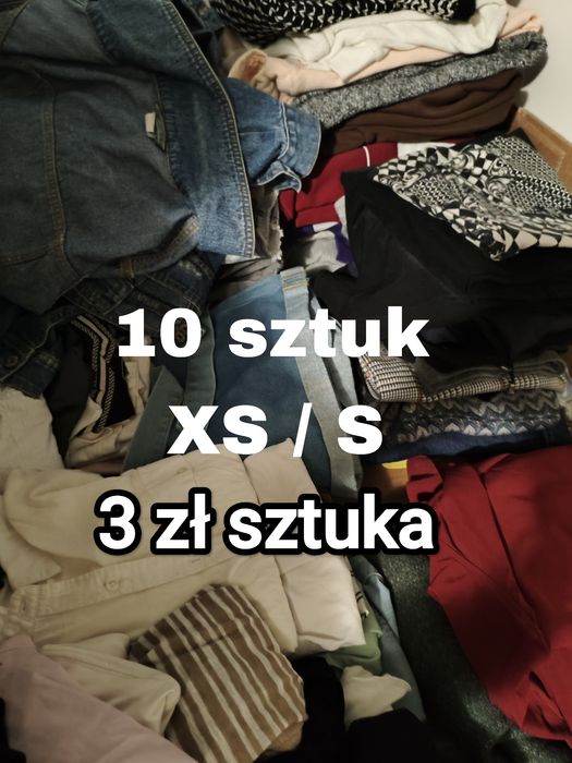 Mix ubrań XS - S 10 sztuk mega paka zestaw damskie 3 zł sztuka