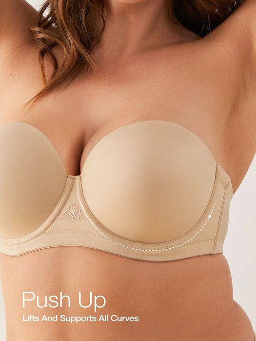 Biustonosz Usztywniany Z Fiszbinami Beżowy Shein 90E