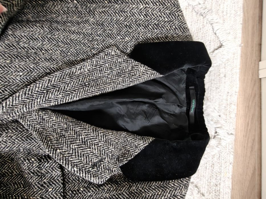 Wełniana damska marynarka żakiet w jodełkę 40/42 L