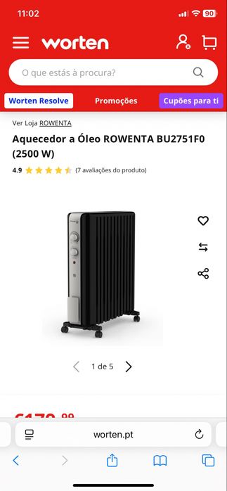 Aquecedor a óleo Rowenta