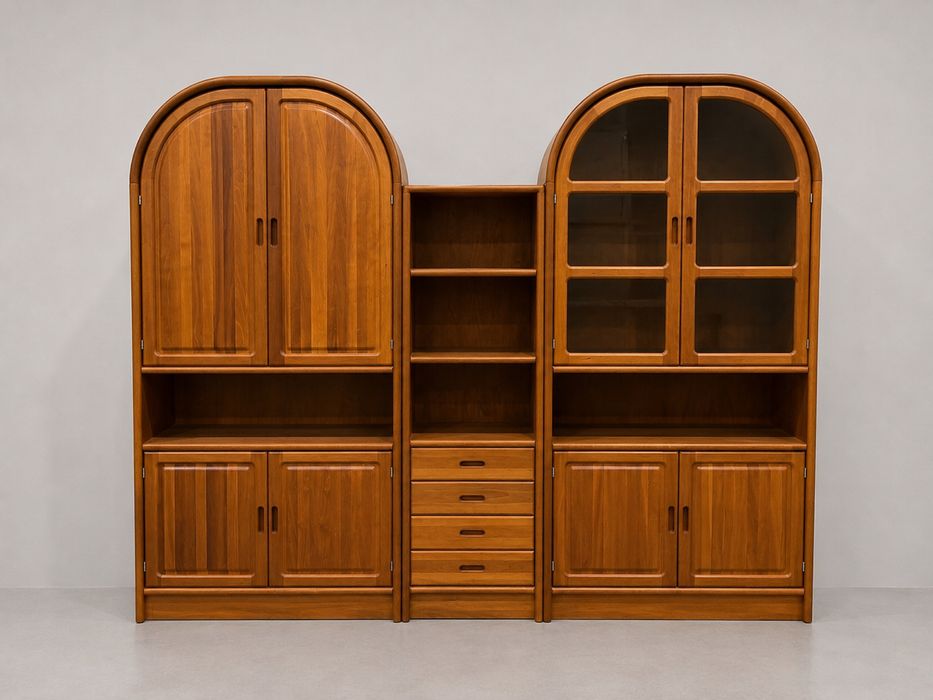 Tekowa meblościanka Dyrlund / Teak / Witryna / Łuki / Mid Century Modern / Vintage / Dania / Wysyłka dowóz