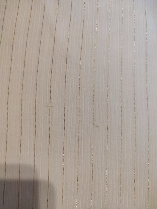 Bluzka z fantazyjnym kołnierzem r. XS retro vintage biała złote paski