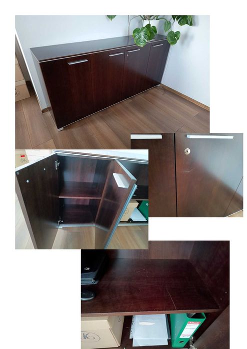 Zestaw mebli gabinetowych (drewno), ciemny orzech